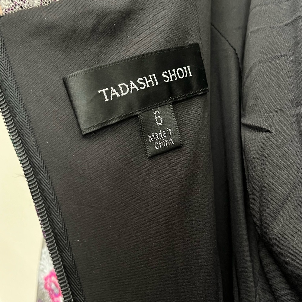 Tadashi Shoji Lace Embroidered Dress Gown black purple green size 6 - Picture 12 of 13